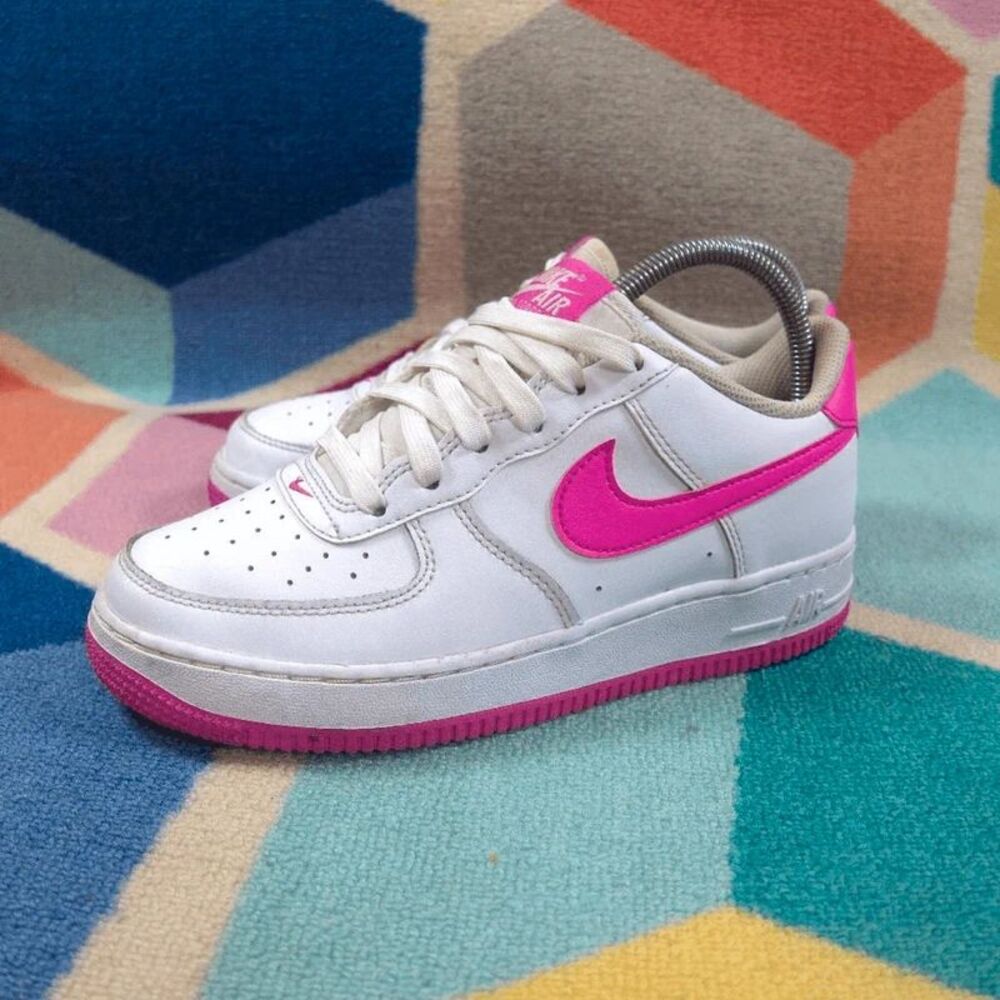 Nike Air Force 1 Low Big Kids Youth 5.5Y White Laser Fuchsia Sneakers